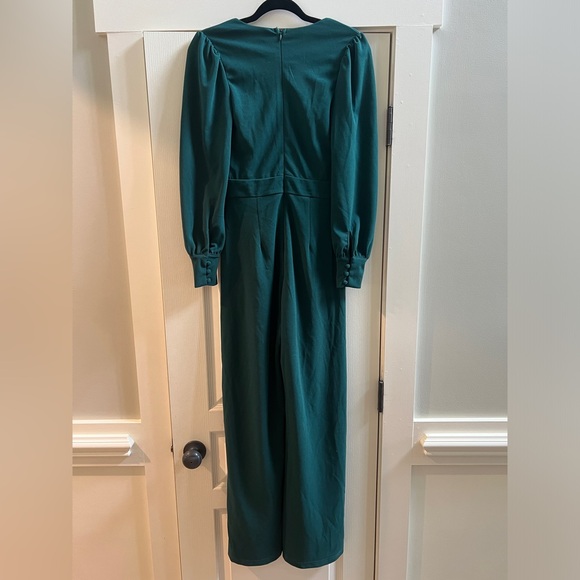 XS Celebrating Romance Emerald Green Long Sleeve Wide-Leg Jumpsuit - Lulus - Picture 8 of 8